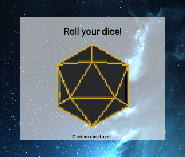 Webpage design for a dice rolling project.